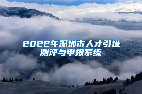 2022年深圳市人才引进测评与申报系统