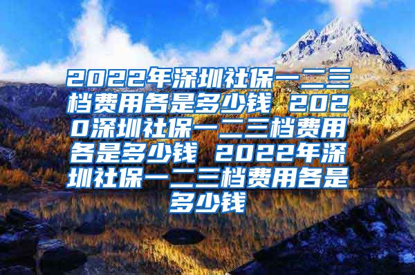 2022年深圳社保一二三档费用各是多少钱 2020深圳社保一二三档费用各是多少钱 2022年深圳社保一二三档费用各是多少钱