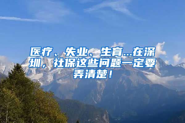 医疗、失业、生育...在深圳，社保这些问题一定要弄清楚！