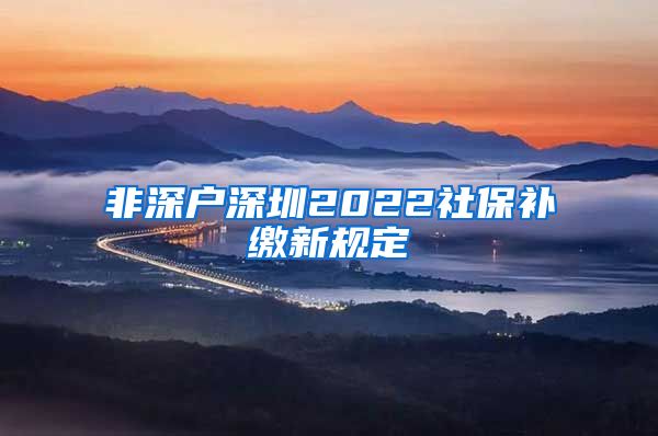 非深户深圳2022社保补缴新规定