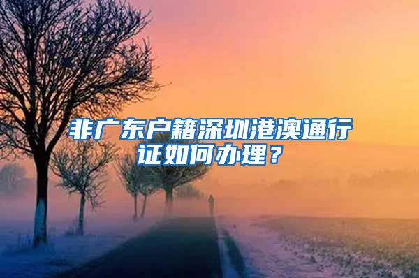 非广东户籍深圳港澳通行证如何办理？