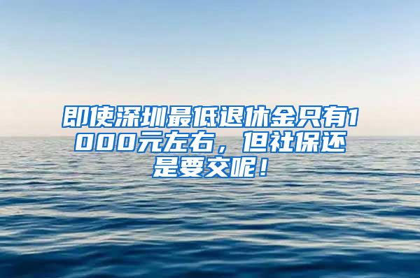 即使深圳最低退休金只有1000元左右，但社保还是要交呢！