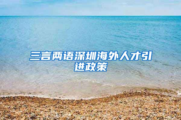 三言两语深圳海外人才引进政策