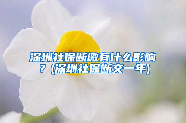 深圳社保断缴有什么影响？(深圳社保断交一年)