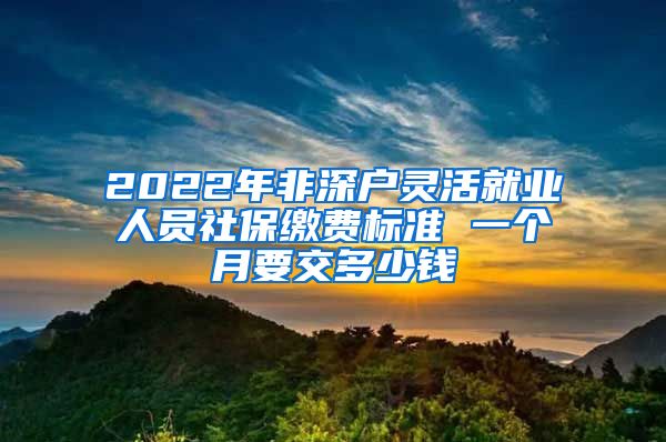 2022年非深户灵活就业人员社保缴费标准 一个月要交多少钱