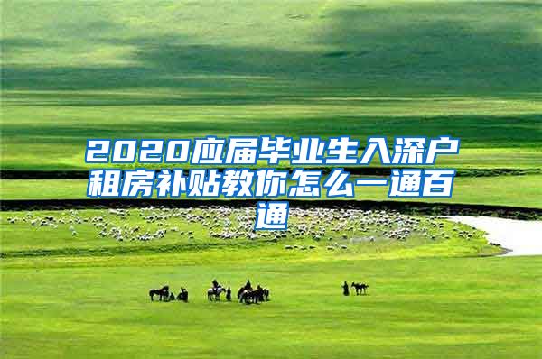 2020应届毕业生入深户租房补贴教你怎么一通百通