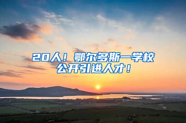 20人！鄂尔多斯一学校公开引进人才！