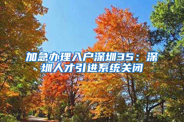 加急办理入户深圳35：深圳人才引进系统关闭