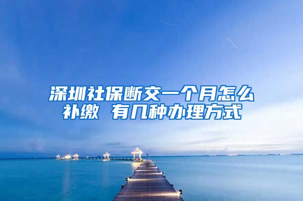 深圳社保断交一个月怎么补缴 有几种办理方式