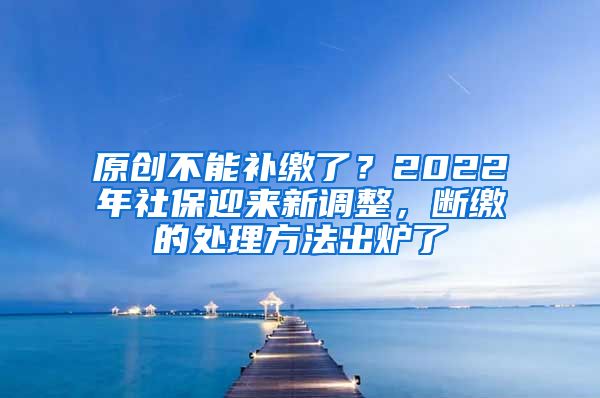 原创不能补缴了？2022年社保迎来新调整，断缴的处理方法出炉了