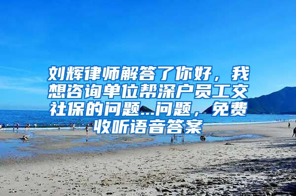 刘辉律师解答了你好，我想咨询单位帮深户员工交社保的问题...问题，免费收听语音答案