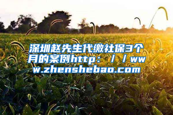 深圳赵先生代缴社保3个月的案例http：／／www.zhenshebao.com