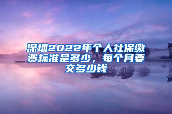 深圳2022年个人社保缴费标准是多少，每个月要交多少钱