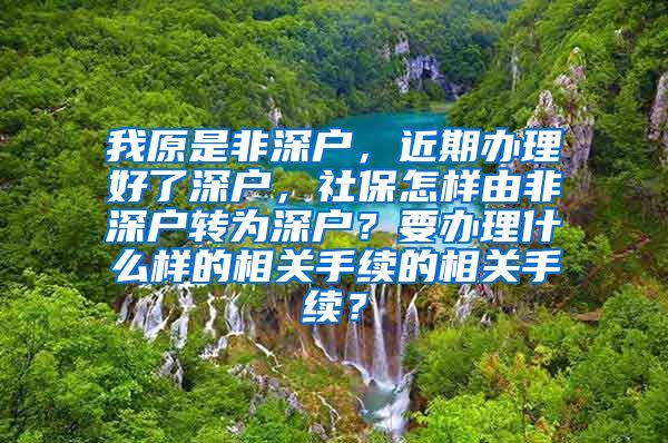 我原是非深户，近期办理好了深户，社保怎样由非深户转为深户？要办理什么样的相关手续的相关手续？