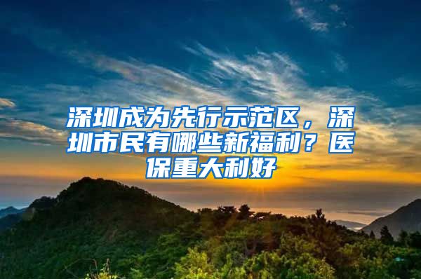 深圳成为先行示范区，深圳市民有哪些新福利？医保重大利好