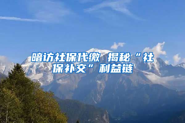 暗访社保代缴 揭秘“社保补交”利益链