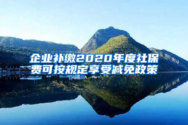 企业补缴2020年度社保费可按规定享受减免政策