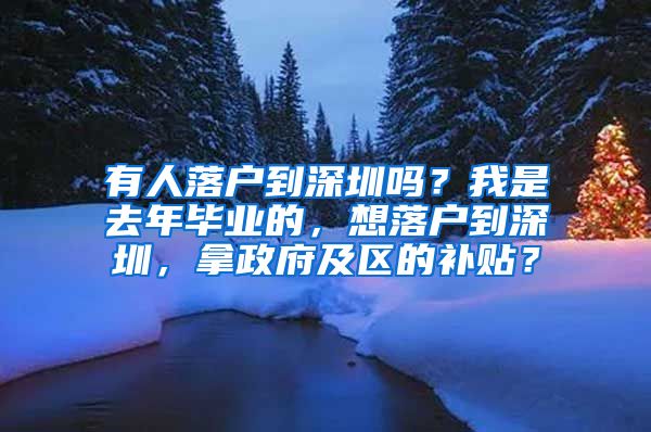 有人落户到深圳吗？我是去年毕业的，想落户到深圳，拿政府及区的补贴？