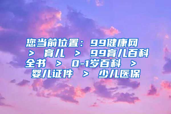 您当前位置：99健康网 ＞ 育儿 ＞ 99育儿百科全书 ＞ 0-1岁百科 ＞ 婴儿证件 ＞ 少儿医保