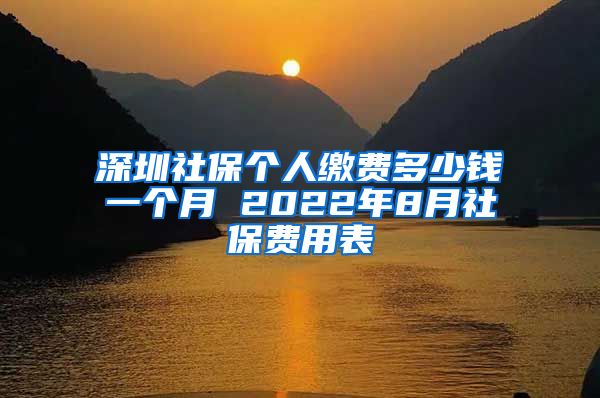 深圳社保个人缴费多少钱一个月 2022年8月社保费用表