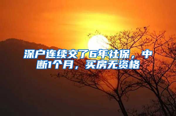 深户连续交了6年社保，中断1个月，买房无资格