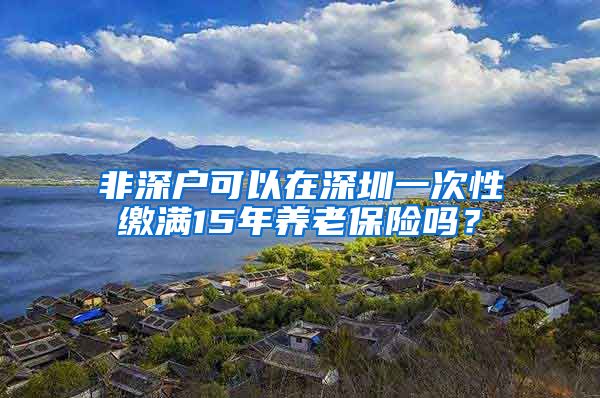 非深户可以在深圳一次性缴满15年养老保险吗？