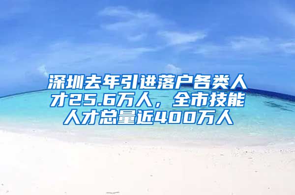 深圳去年引进落户各类人才25.6万人，全市技能人才总量近400万人