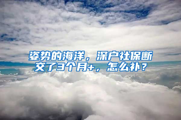 姿势的海洋，深户社保断交了3个月+，怎么补？