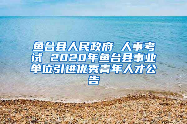 鱼台县人民政府 人事考试 2020年鱼台县事业单位引进优秀青年人才公告