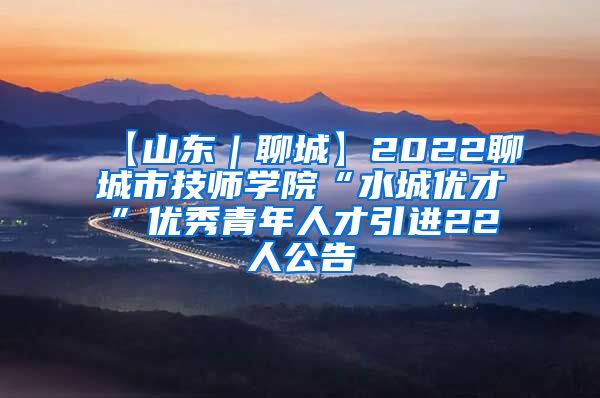 【山东｜聊城】2022聊城市技师学院“水城优才”优秀青年人才引进22人公告