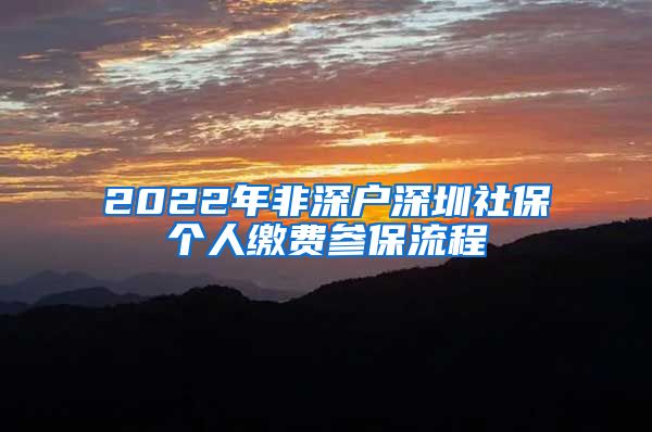 2022年非深户深圳社保个人缴费参保流程