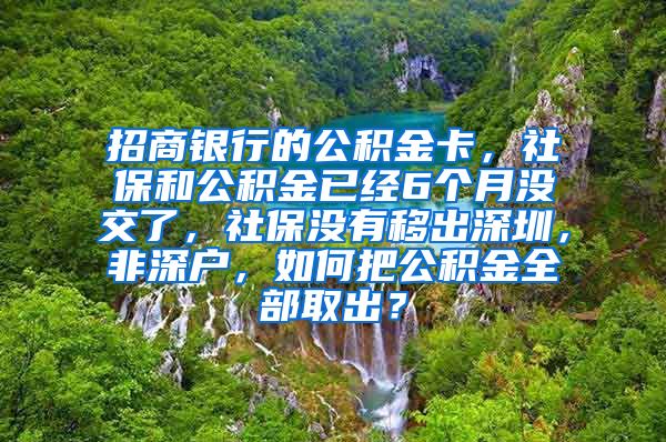 招商银行的公积金卡，社保和公积金已经6个月没交了，社保没有移出深圳，非深户，如何把公积金全部取出？