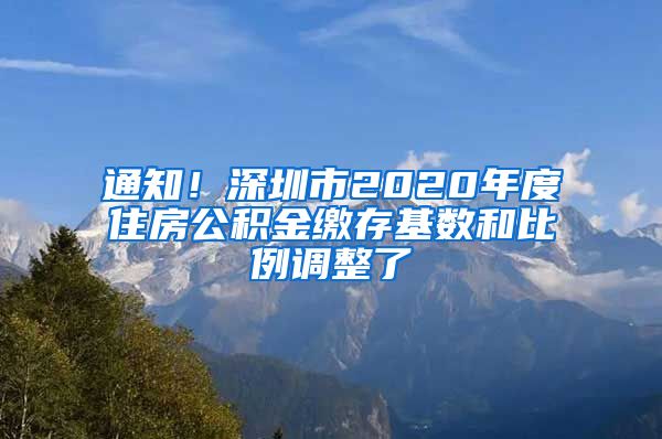 通知！深圳市2020年度住房公积金缴存基数和比例调整了