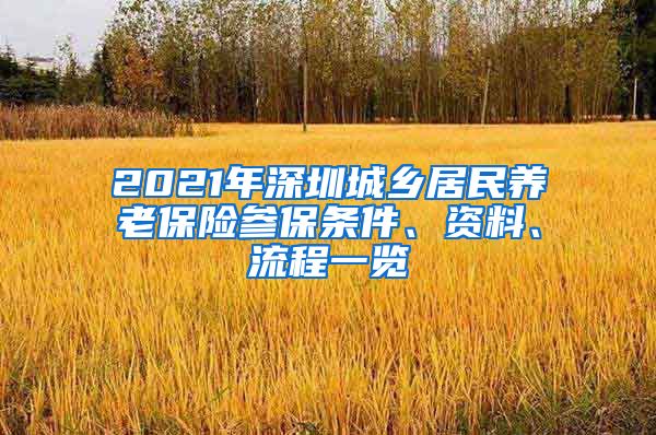 2021年深圳城乡居民养老保险参保条件、资料、流程一览