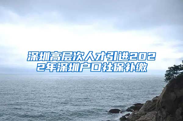 深圳高层次人才引进2022年深圳户口社保补缴