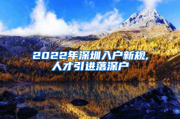 2022年深圳入户新规,人才引进落深户