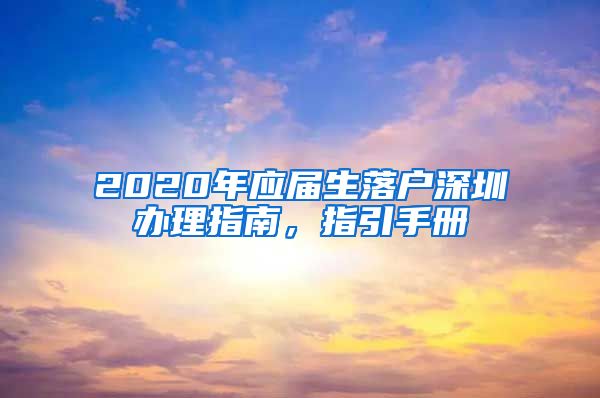 2020年应届生落户深圳办理指南，指引手册