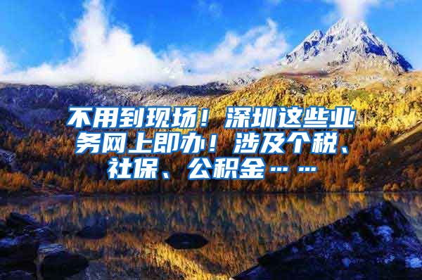 不用到现场！深圳这些业务网上即办！涉及个税、社保、公积金……