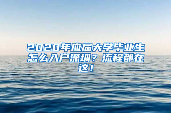 2020年应届大学毕业生怎么入户深圳？流程都在这！