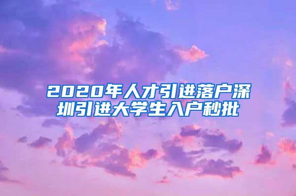 2020年人才引进落户深圳引进大学生入户秒批