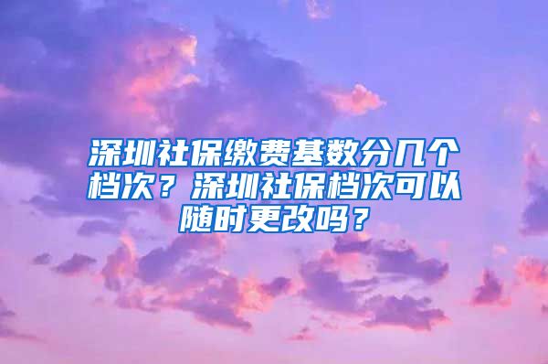 深圳社保缴费基数分几个档次？深圳社保档次可以随时更改吗？