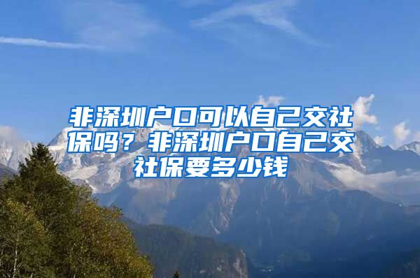 非深圳户口可以自己交社保吗？非深圳户口自己交社保要多少钱