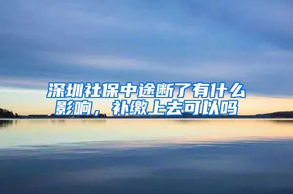 深圳社保中途断了有什么影响，补缴上去可以吗