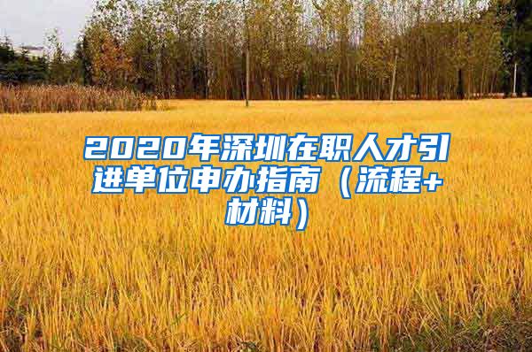 2020年深圳在职人才引进单位申办指南（流程+材料）