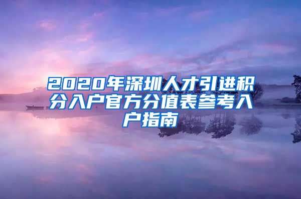 2020年深圳人才引进积分入户官方分值表参考入户指南