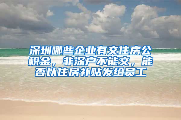 深圳哪些企业有交住房公积金，非深户不能交，能否以住房补贴发给员工