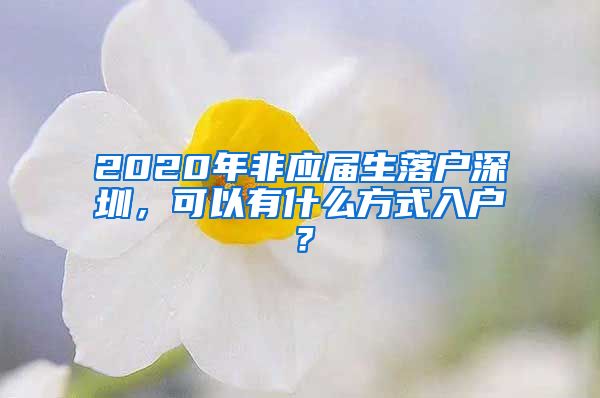 2020年非应届生落户深圳，可以有什么方式入户？