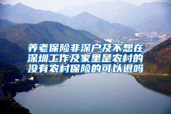 养老保险非深户及不想在深圳工作及家里是农村的没有农村保险的可以退吗