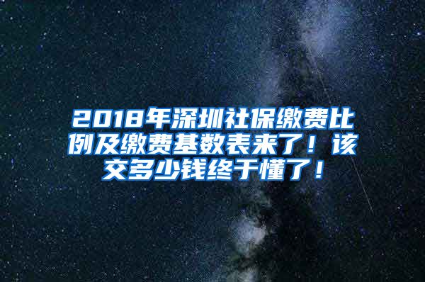 2018年深圳社保缴费比例及缴费基数表来了！该交多少钱终于懂了！