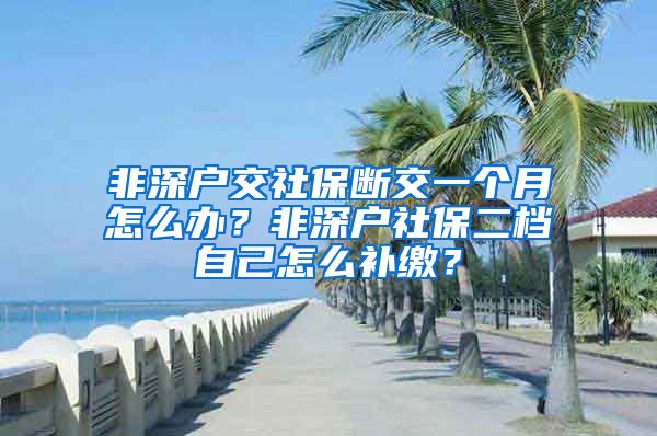 非深户交社保断交一个月怎么办？非深户社保二档自己怎么补缴？